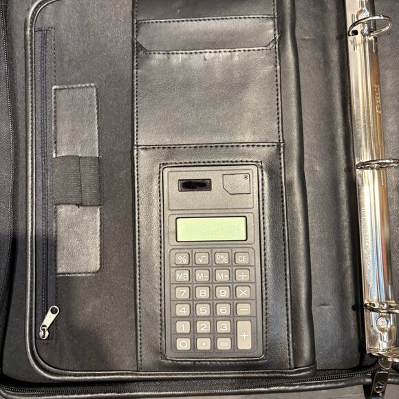 Black Leather Binder/Portfolio (W Calculator)- NWOT- World Wide- Office Storage - Picture 2 of 6